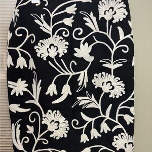 Vintage “Silk Club” Brand Pencil Skirt- Black and White Floral